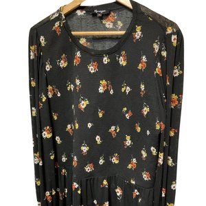 👗5/$25 - Sheer Black Floral Print Blouse w/ Shirred Bodice & Cuffs